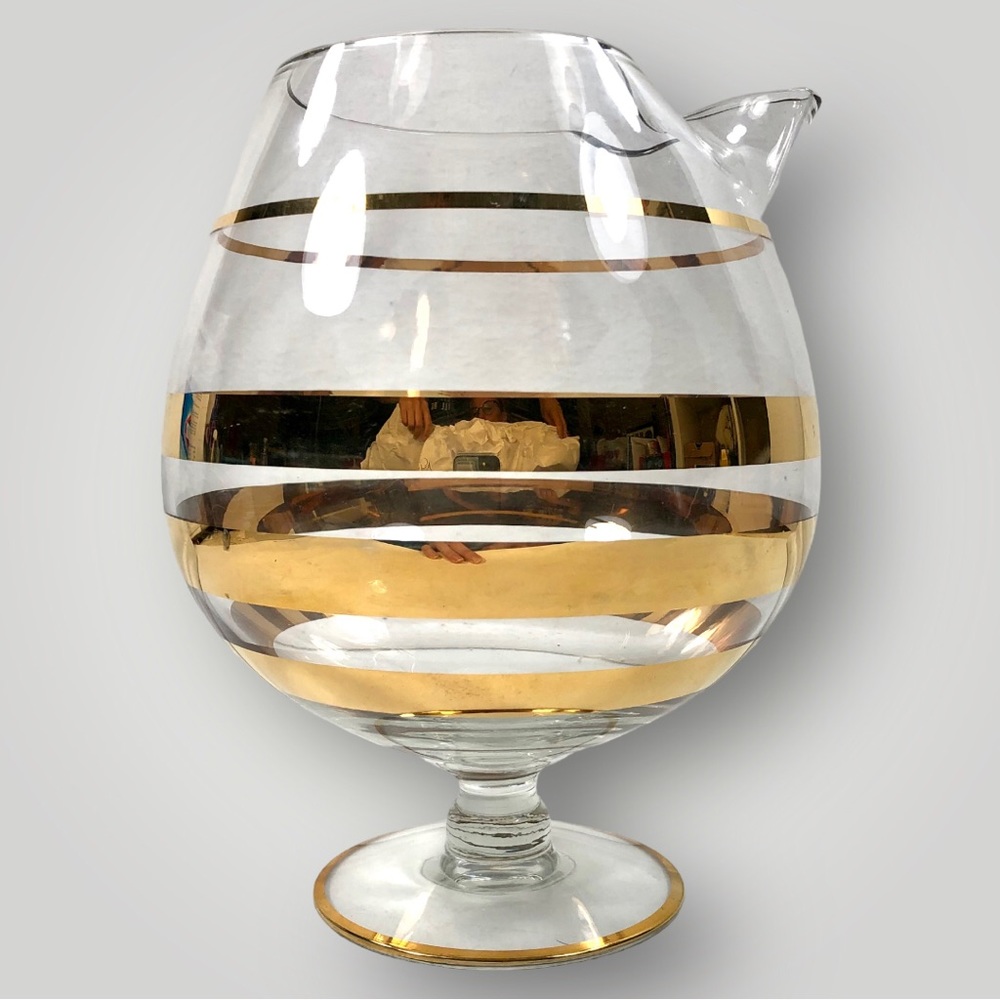 VTG Dorothy Thorpe Gold Banded Brandy/Whiskey Snifter Decanter 1940/50s